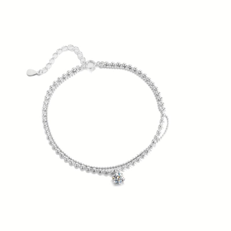 Moissanite Ball Bead Bracelet 925 Silver Casual Bracelet