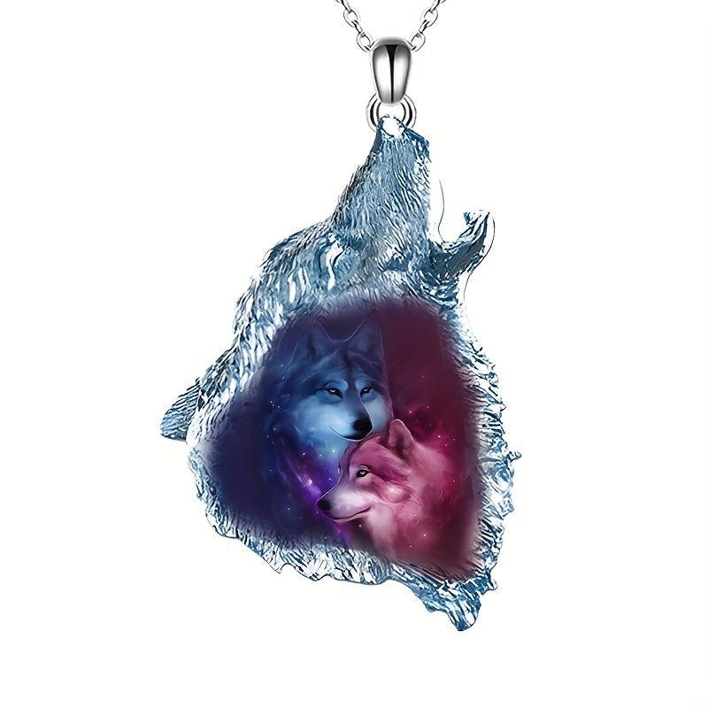 Animal Wolf Head Pendant Necklace Gift For Daughter Son