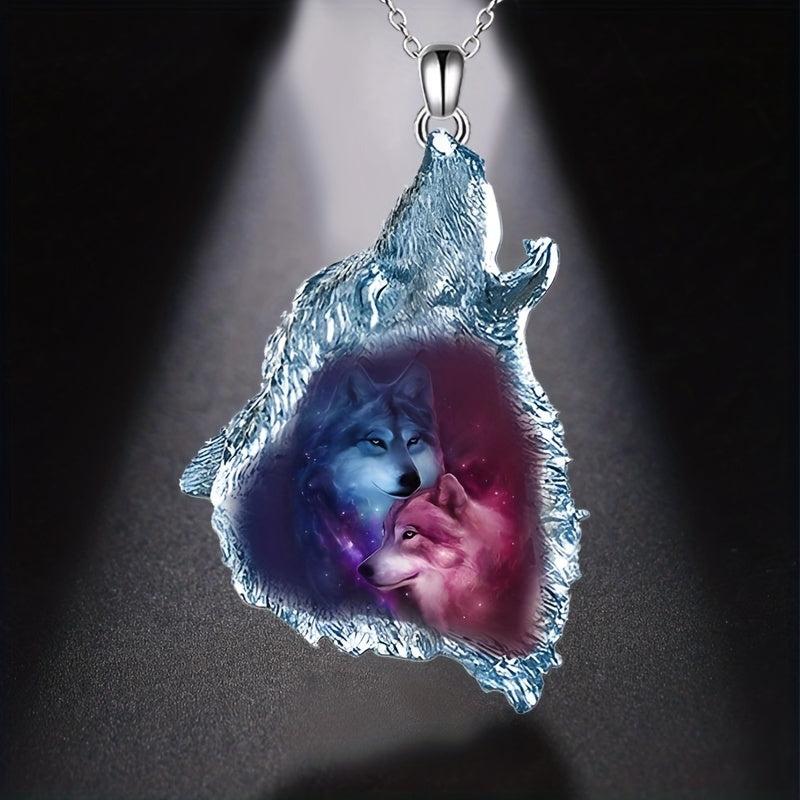 Animal Wolf Head Pendant Necklace Gift For Daughter Son