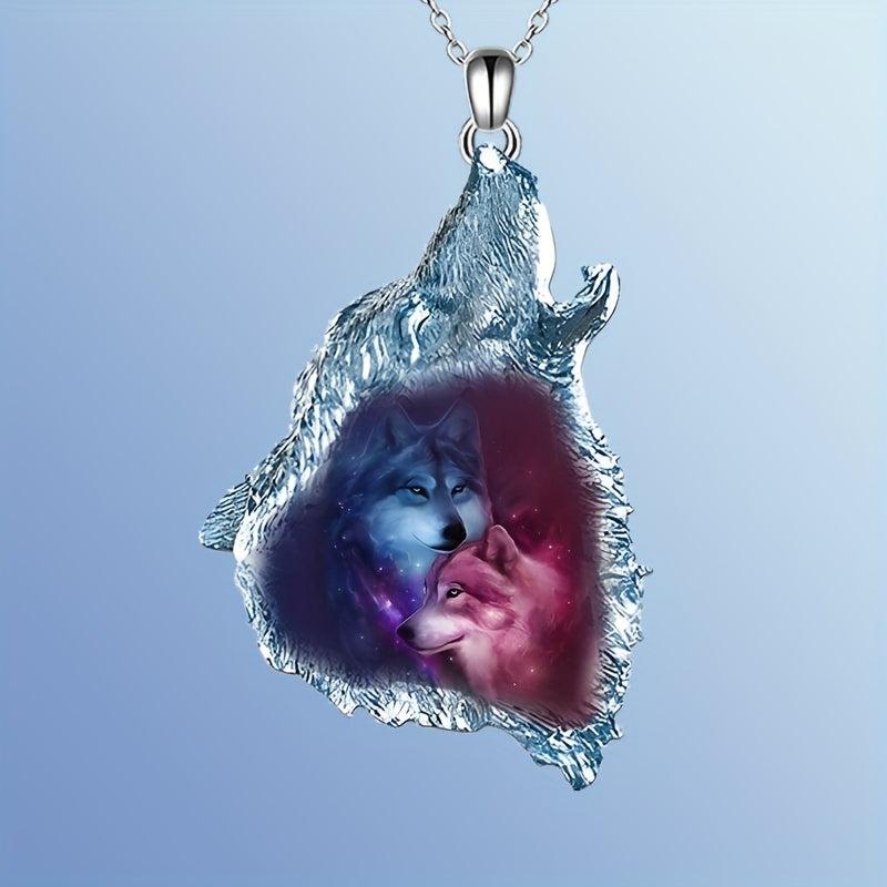 Animal Wolf Head Pendant Necklace Gift For Daughter Son
