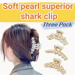 3 Packs Retro Hair Grab Back Head Pearl Large Grab Clip