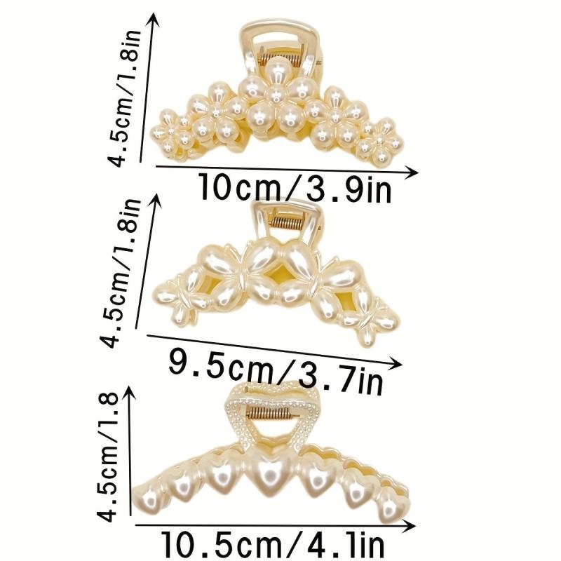 3 Packs Retro Hair Grab Back Head Pearl Large Grab Clip