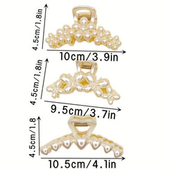 3 Packs Retro Hair Grab Back Head Pearl Large Grab Clip