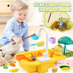 Kids Pretend Play Kitchen Sink Toys Frog Role Play Kitchen Toys Set