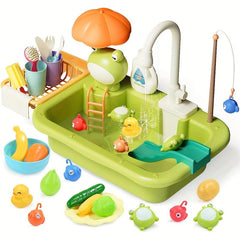 Kids Pretend Play Kitchen Sink Toys Frog Role Play Kitchen Toys Set
