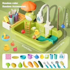 Kids Pretend Play Kitchen Sink Toys Frog Role Play Kitchen Toys Set