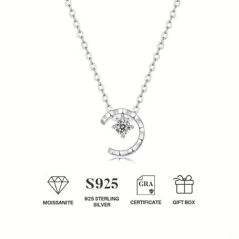 Moissanite Necklace 925 Sterling Silver Pendant Chain Jewelry For Women
