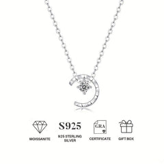 Moissanite Necklace 925 Sterling Silver Pendant Chain Jewelry For Women