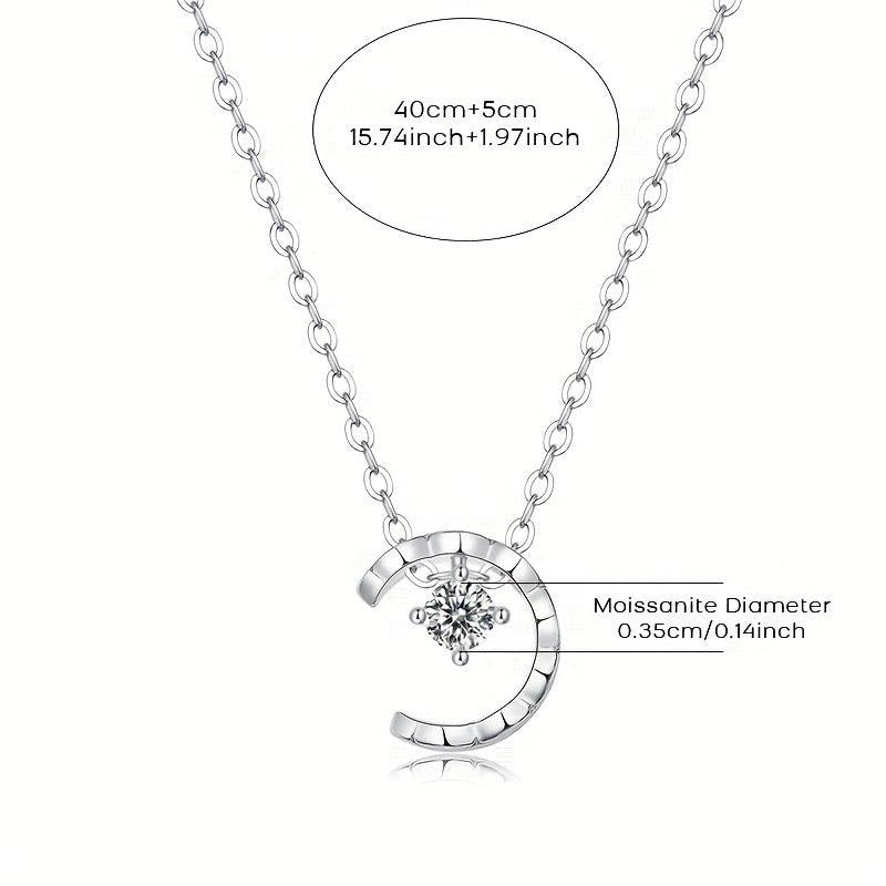 Moissanite Necklace 925 Sterling Silver Pendant Chain Jewelry For Women