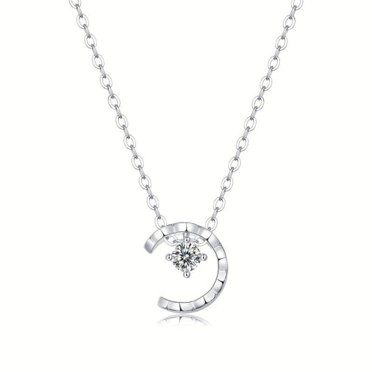 Moissanite Necklace 925 Sterling Silver Pendant Chain Jewelry For Women