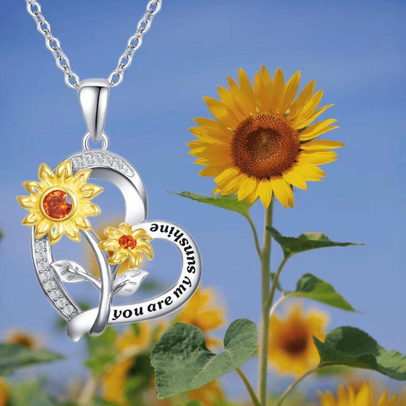 Beautiful Sunflower Heart Necklace for Women and Girls