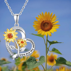 Beautiful Sunflower Heart Necklace for Women and Girls