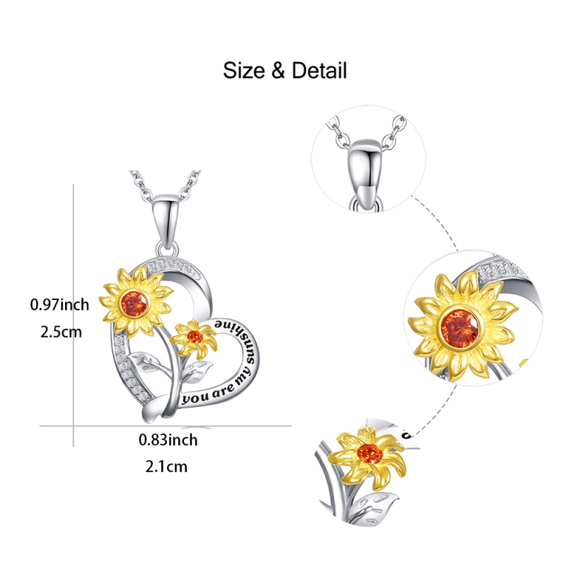 Beautiful Sunflower Heart Necklace for Women and Girls