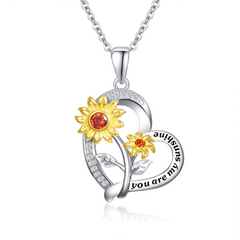 Beautiful Sunflower Heart Necklace for Women and Girls