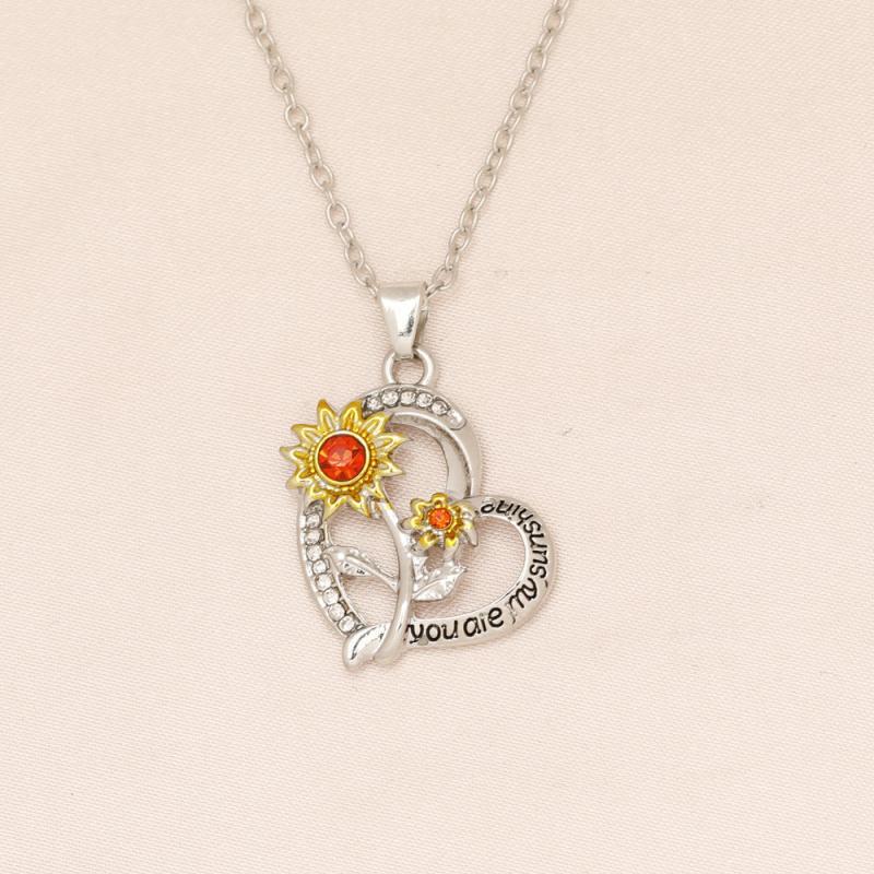 Beautiful Sunflower Heart Necklace for Women and Girls