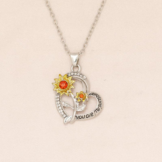 Beautiful Sunflower Heart Necklace for Women and Girls