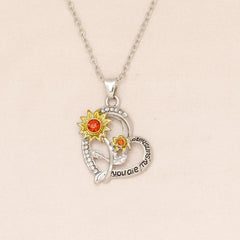 Beautiful Sunflower Heart Necklace for Women and Girls