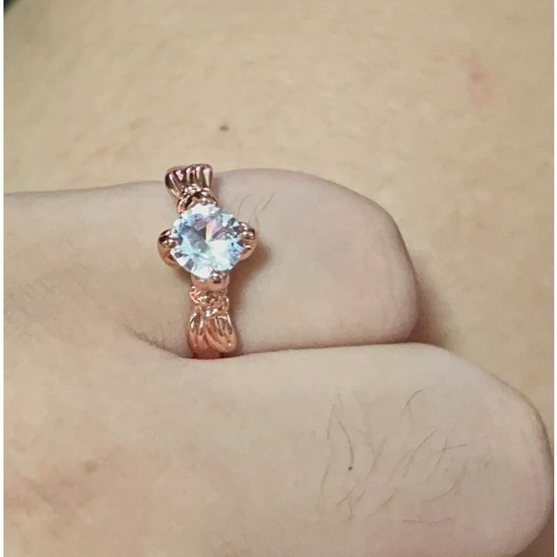 Zircon Girls Engagement Ring Rose Golden Plated Wedding Ring