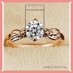 Zircon Girls Engagement Ring Rose Golden Plated Wedding Ring