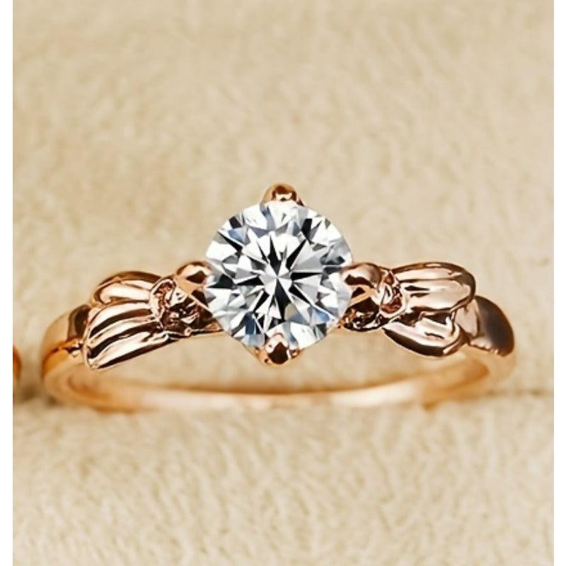 Zircon Girls Engagement Ring Rose Golden Plated Wedding Ring