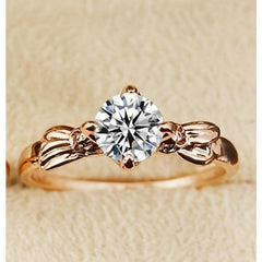 Zircon Girls Engagement Ring Rose Golden Plated Wedding Ring
