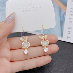Opal Little Rabbit Pendant Earrings