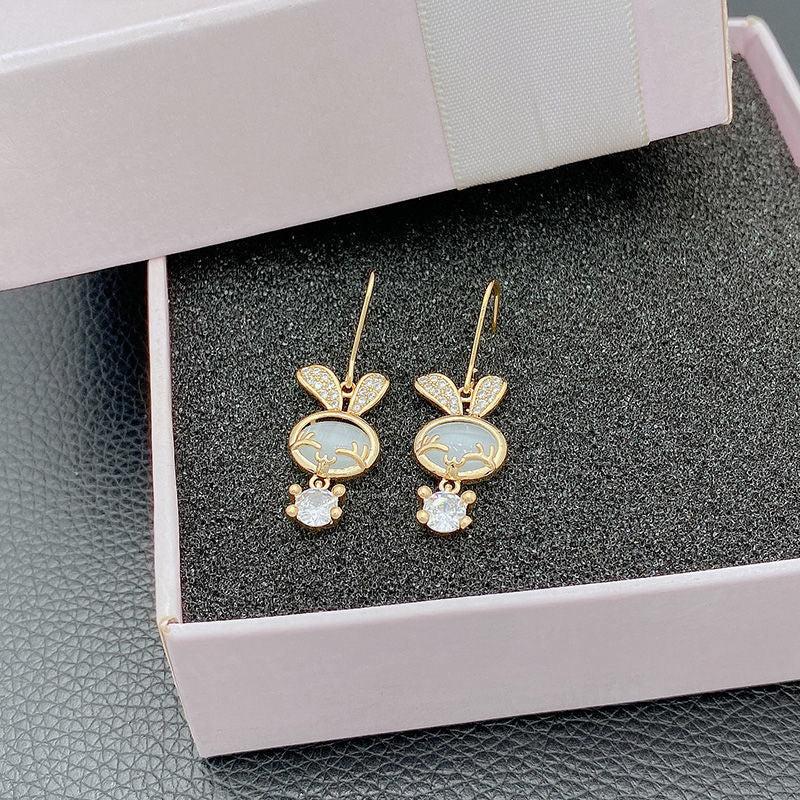 Opal Little Rabbit Pendant Earrings