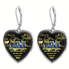 English Crystal Heart Pendant Jewelry Set - 4pcs