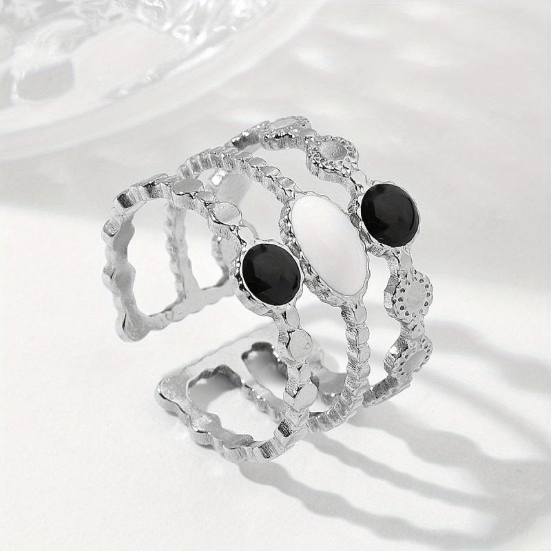 Steel Art Open Ring Pink Purple Stainless Steel Romantic Ring