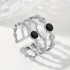 Steel Art Open Ring Pink Purple Stainless Steel Romantic Ring