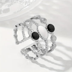 Steel Art Open Ring Pink Purple Stainless Steel Romantic Ring