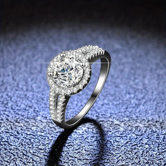 Moissanite Ring Set S925 Silvery Round for Women