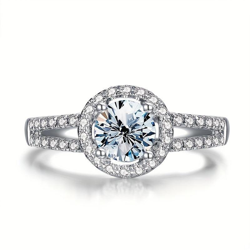 Moissanite Ring Set S925 Silvery Round for Women