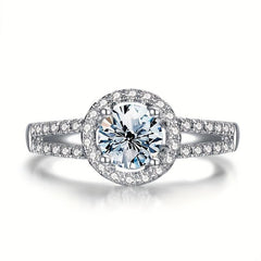 Moissanite Ring Set S925 Silvery Round for Women