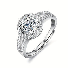 Moissanite Ring Set S925 Silvery Round for Women