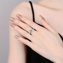 Moissanite Ring Set S925 Silvery Round for Women