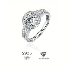 Moissanite Ring Set S925 Silvery Round for Women
