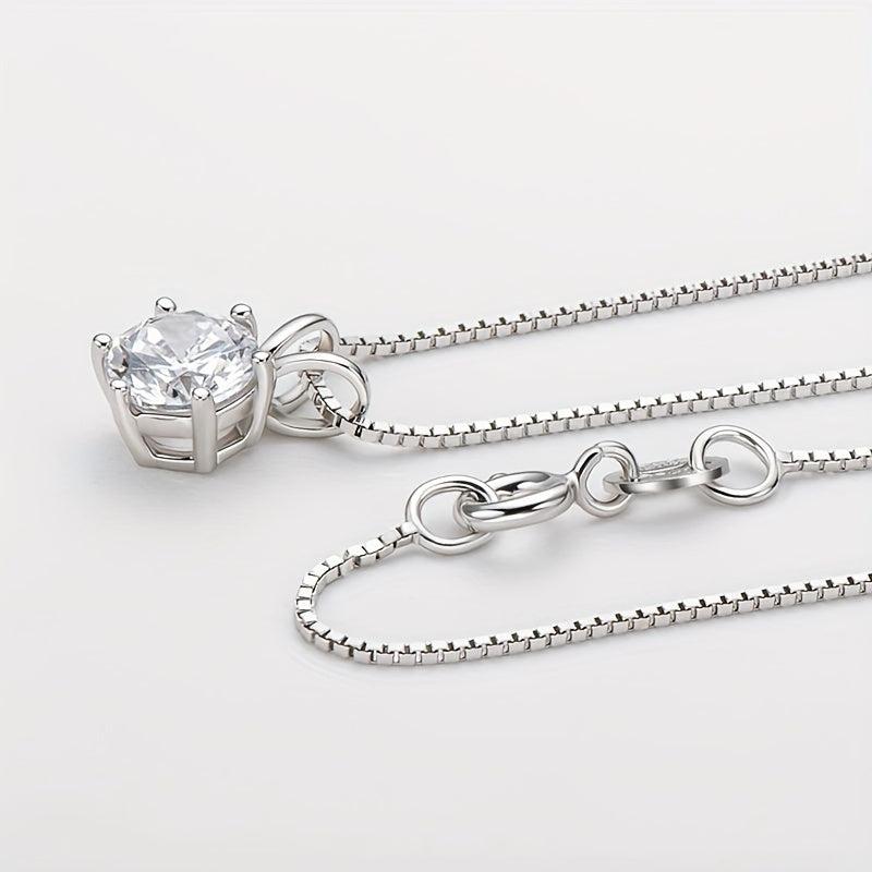 Classic 6-Prong Moissanite Necklace, Sterling Silver, Golden Plated Pendant