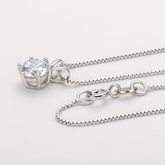 Classic 6-Prong Moissanite Necklace, Sterling Silver, Golden Plated Pendant