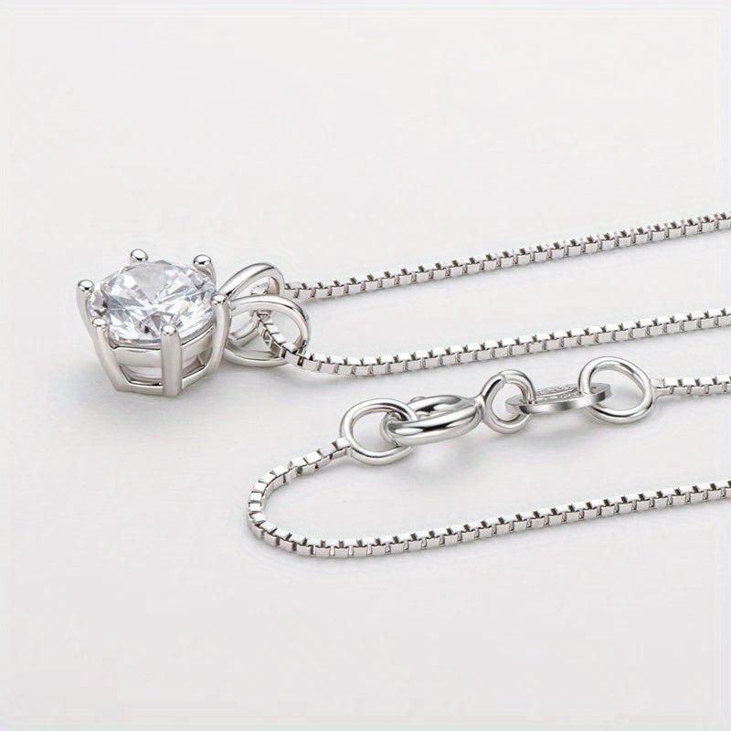 Classic 6-Prong Moissanite Necklace, Sterling Silver, Golden Plated Pendant