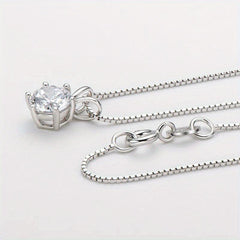 Classic 6-Prong Moissanite Necklace, Sterling Silver, Golden Plated Pendant