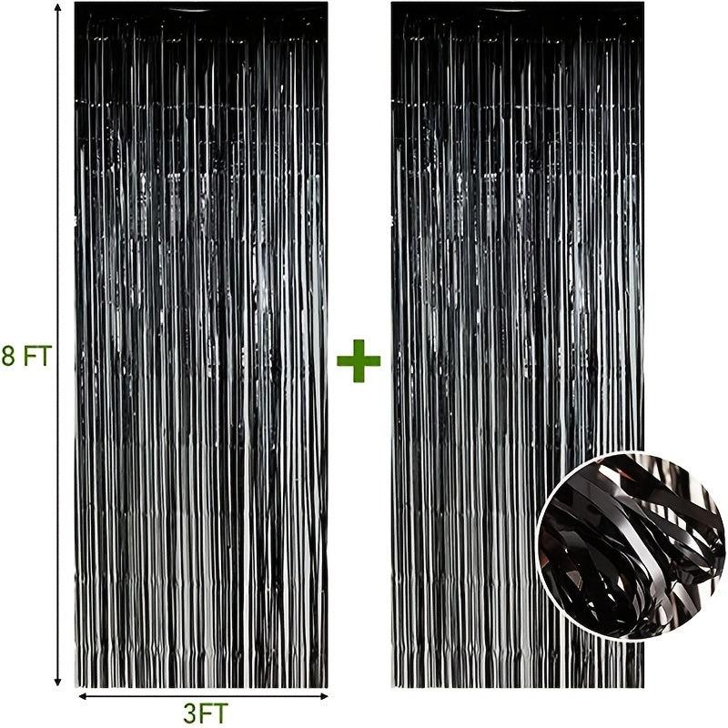 2pcs Metallic Fold Fringe Curtain Party Decoration