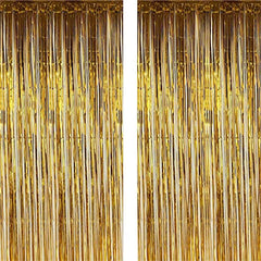 2pcs Metallic Fold Fringe Curtain Party Decoration