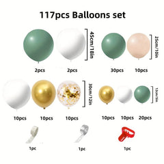 117pcs Retro Green Balloon Set for Vintage Birthday Party