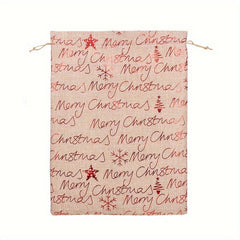 Christmas Bronzing Burlap Gift Bag Large Drawstring Gift Bag