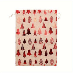Christmas Bronzing Burlap Gift Bag Large Drawstring Gift Bag