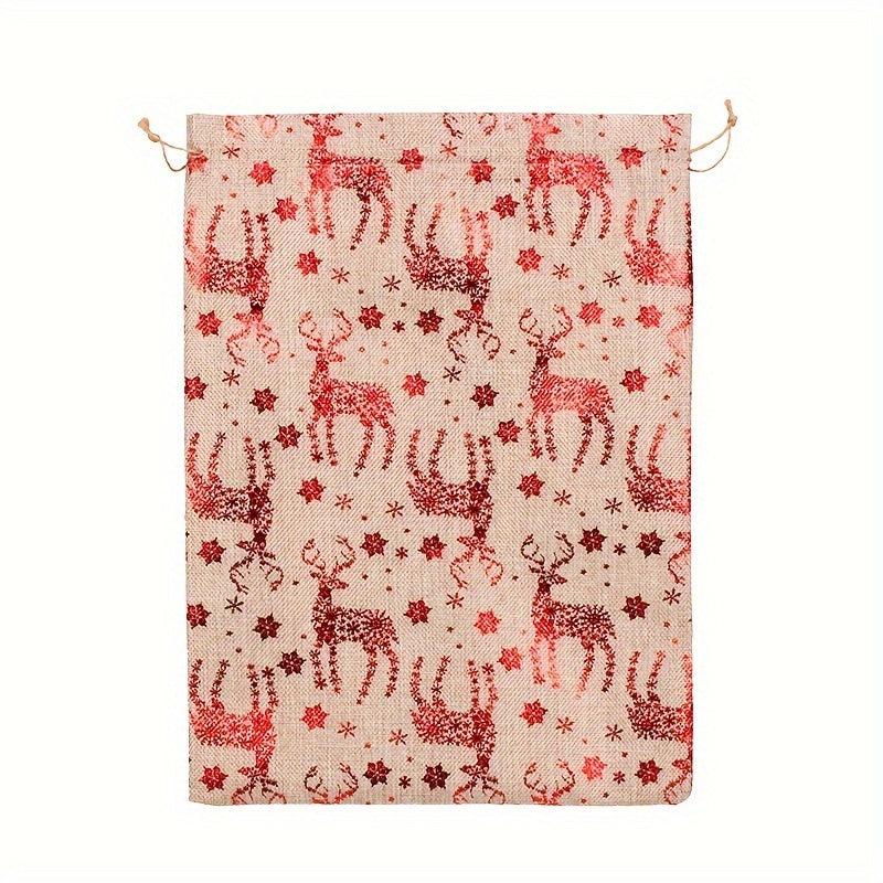 Christmas Bronzing Burlap Gift Bag Large Drawstring Gift Bag