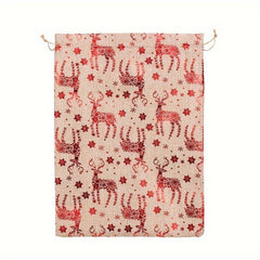 Christmas Bronzing Burlap Gift Bag Large Drawstring Gift Bag