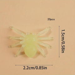20pcs Glow in the Dark Halloween Spiders Festive Plastic Toys