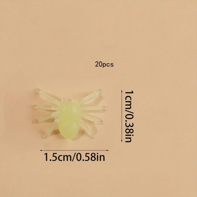 20pcs Glow in the Dark Halloween Spiders Festive Plastic Toys